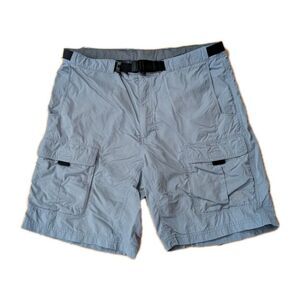 EMS Eastern Mountain Sports Mens 34 Nylon Cargo Hiking Shorts Gray w/ Belt EUC